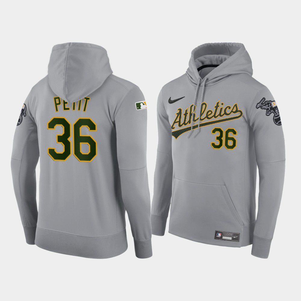 Men Oakland Athletics #36 Petit gray road hoodie 2021 MLB Nike Jerseys